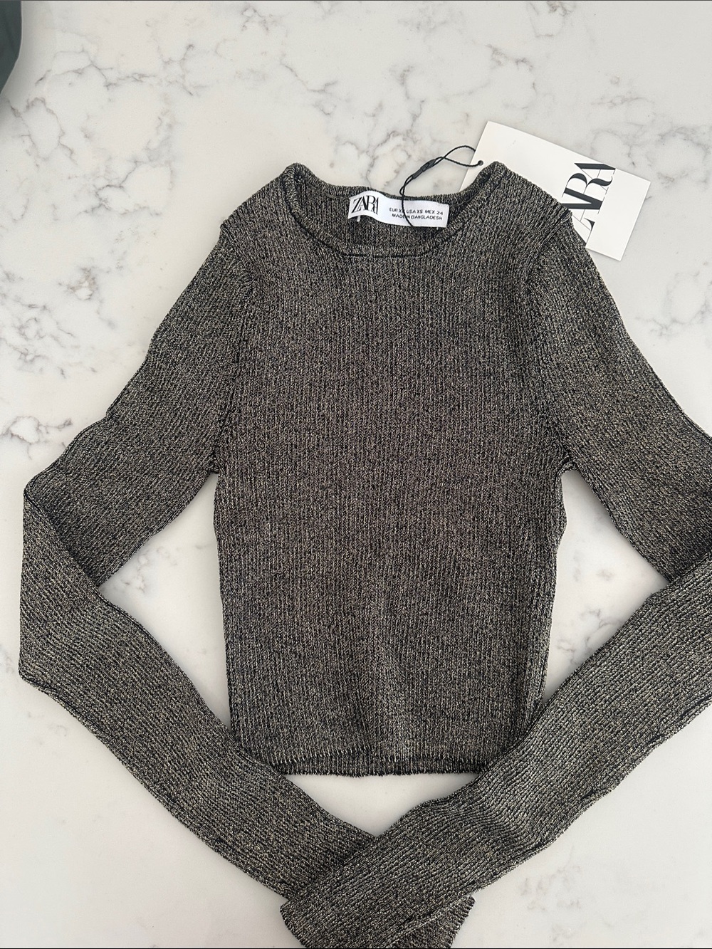 Zara Metallic Cropped Sweater